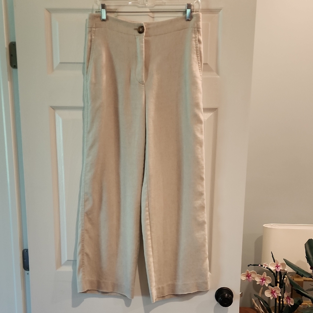 Ann Taylor Linen Poly Blend Cropped Pant Size 2 Tall 27" Inseam